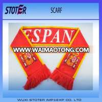 promotional good quality double layers Jacuard acrylic football knit scarf with tassel