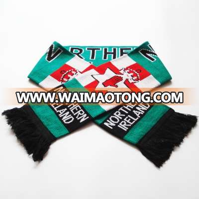 2017 New design customized colors knitting jacquard low price football sport scarf