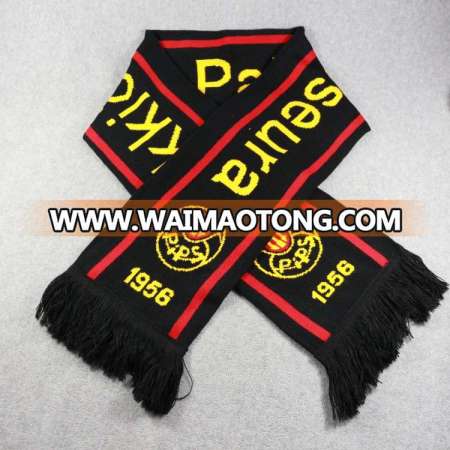 jacquard pattern promotion customized logo soccer fan sport football winter scarf